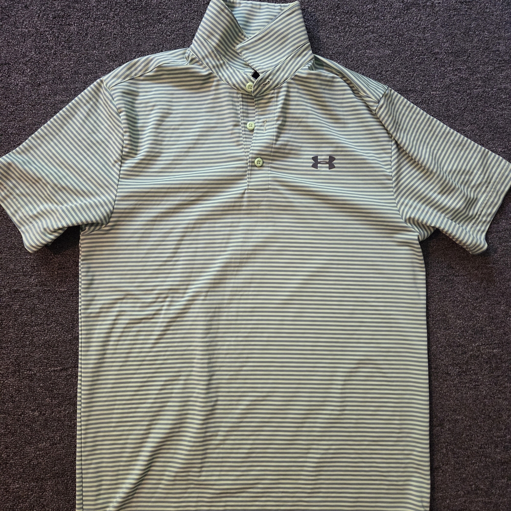 Under Armour Men's Green Striped Polo Shirt